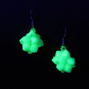 Czech Uranium glass beaded bead earrings